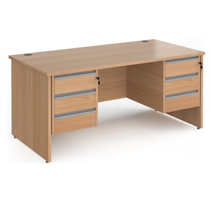 Harlow Panel End Straight Desk with 2 x Three Drawer Pedestals